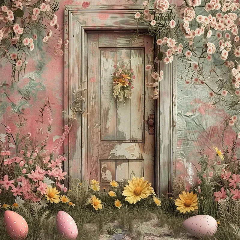 Mehofond винтажный пасхальный фон для фотосъемки, детский день рождения, вечеринка, цветочная дверь, весеннее яйцо, декор для передней двери, фон для фотозоны