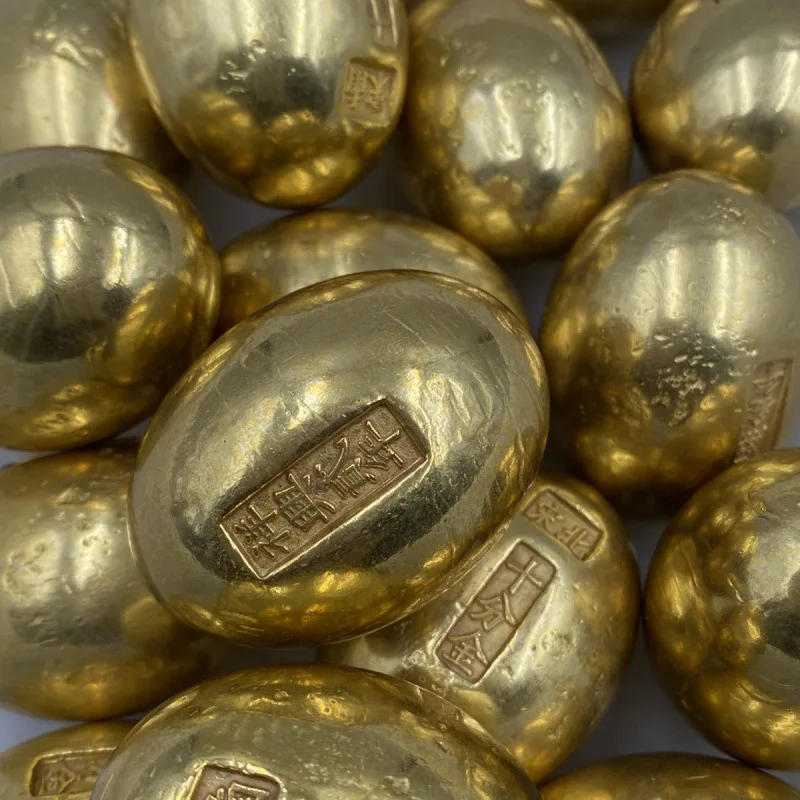 

Manufacturer Supplies Gold Ingots Yuanbao Ming Dynasty Large Yuan Song Dynasty Gilded Golden Eggs Decorative Home Ornaments Whol