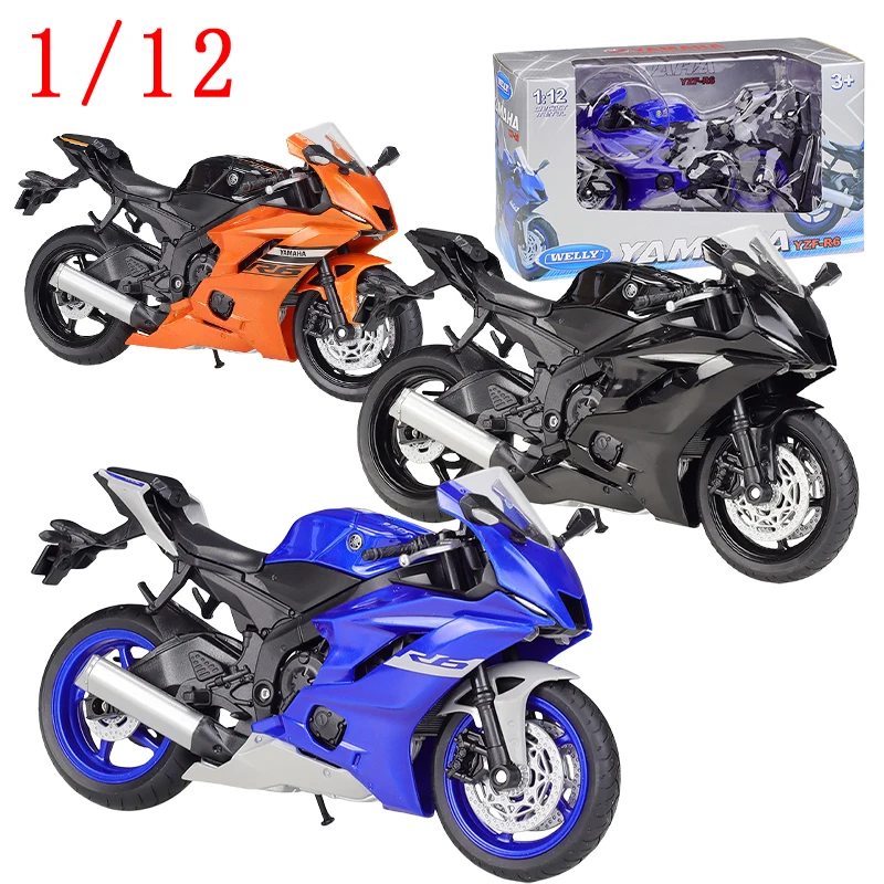 

WELLY Diecast 1/12 Scale Yamaha Motorcycle Model Car Yamaha 2020 YZF R6 Alloy Car Model Toys for Boys Original Box