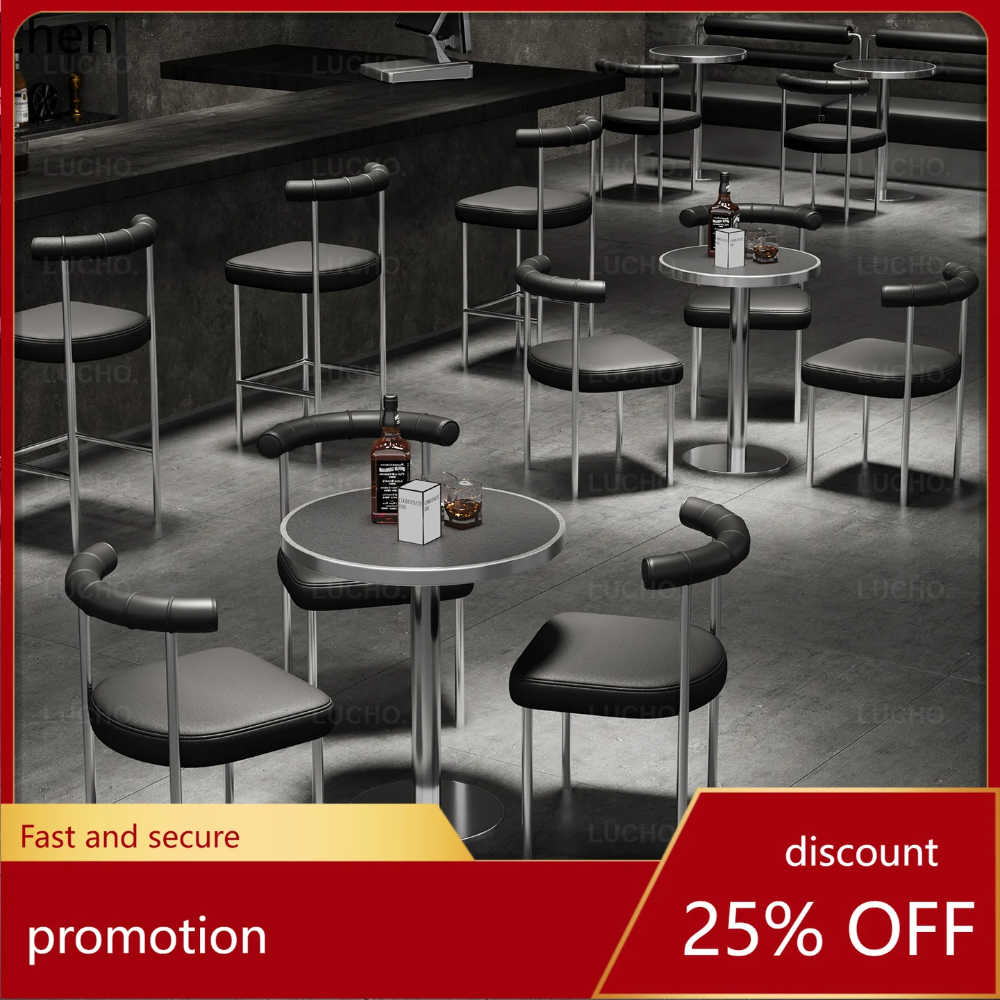

LXC Internet Celebrity Cafe Milk Tea Shop Chair Industrial Style Bar Qingba Small Wine House Dining Chair