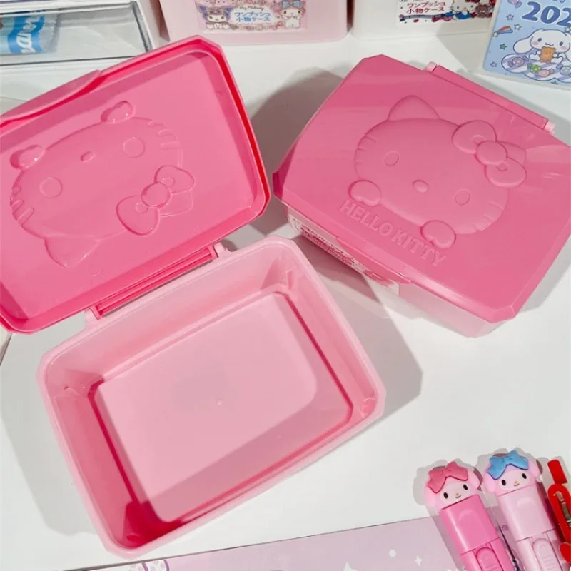 My Melodys Flip Storage Box Y2K HelloKittys Storage Boxes Cotton Swab Stick Makeup Cotton Stationery Headgear Sorting Box