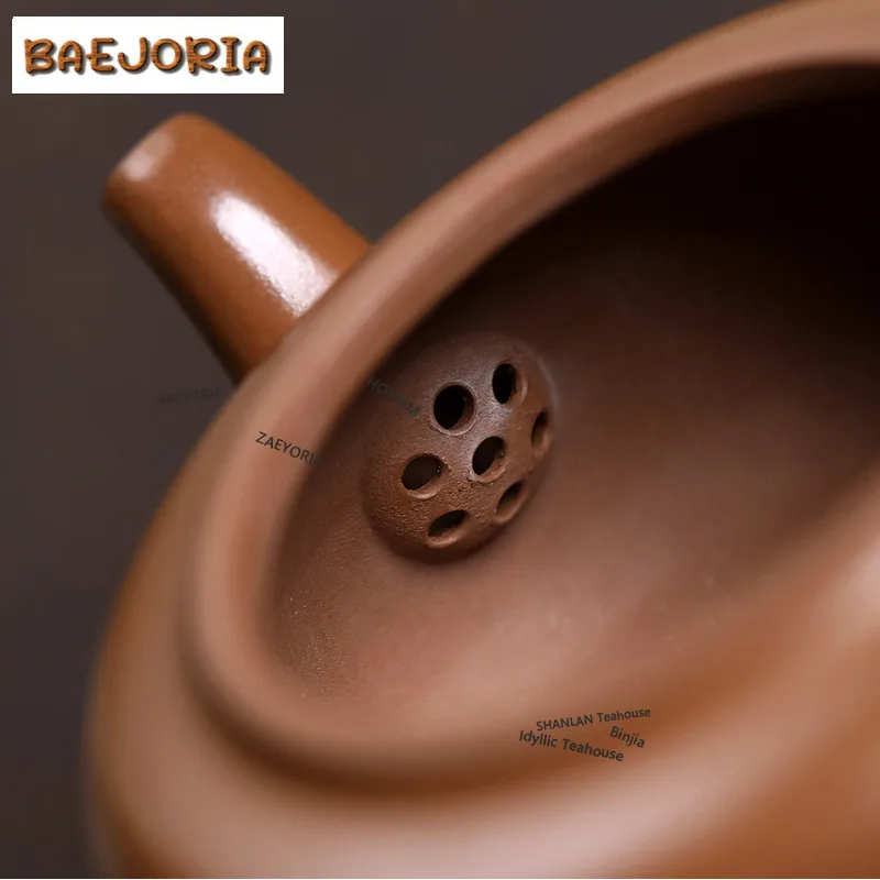 BAEJORIA 270ml Authentic Yixing Purple Clay Teapots Handmade Auspicious Clouds Weekly Count Pot Raw Ore Gold Zhu Mud Zisha Gifts