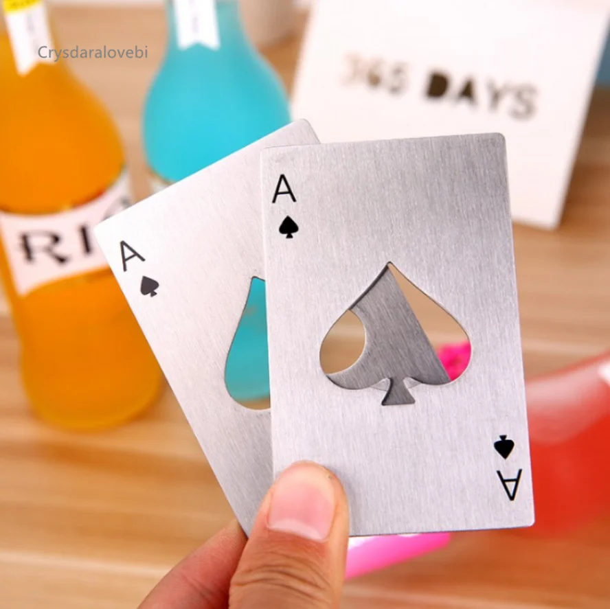 

50pcs Poker Card Beer Bottle Opener Shape Wine Beer Bottle Opener Metal Openers For Wedding Party Gift Favors