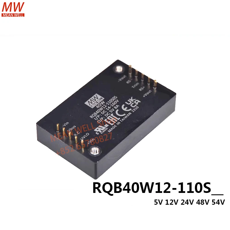 MEAN WELL Switch Power Supply 40W Quarter Brick 14~160Vdc Ultra-wide Input Railway DC-DC Converter RQB40W12-110S05 12 24 48 54