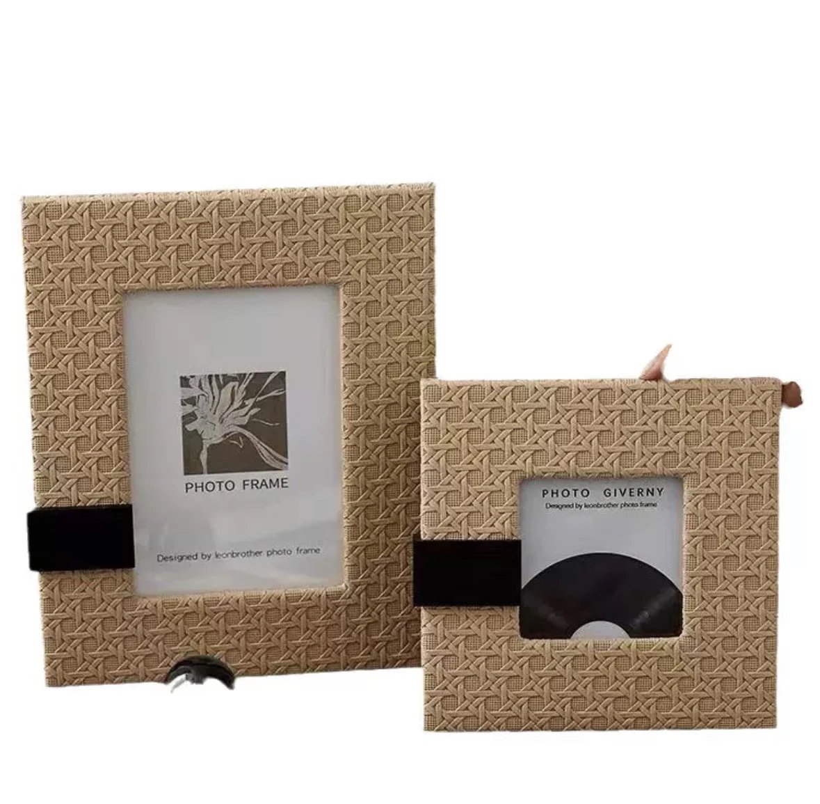 

Modern Light Luxury Creative Woven Leather Photo Frame Tabletop Decoration Birthday Party Gift