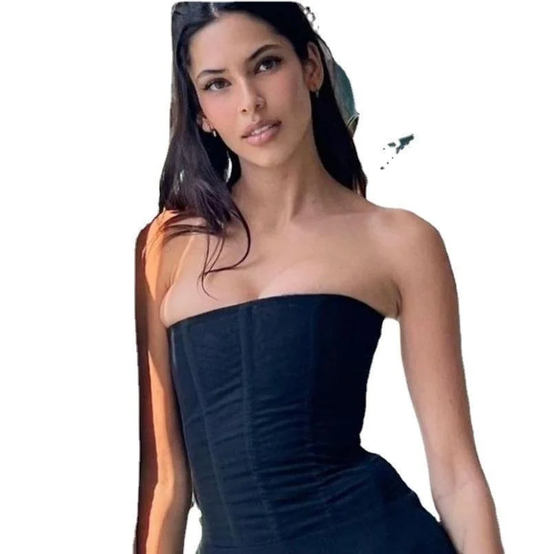 Colete de peito envoltório de areia de alta elasticidade Cross-Border Novo verão feminino Faion poliéster longo Sve Color Busin...