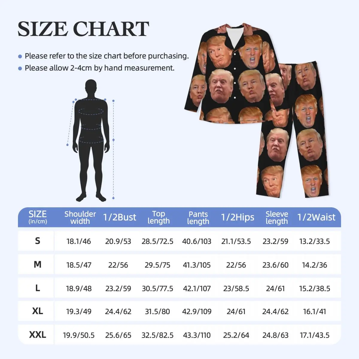 Trump Heads Pajama Sets Autumn Funny Meme Soft Night Sleepwear Male Two Piece Vintage Oversized Design Nightwear Gift