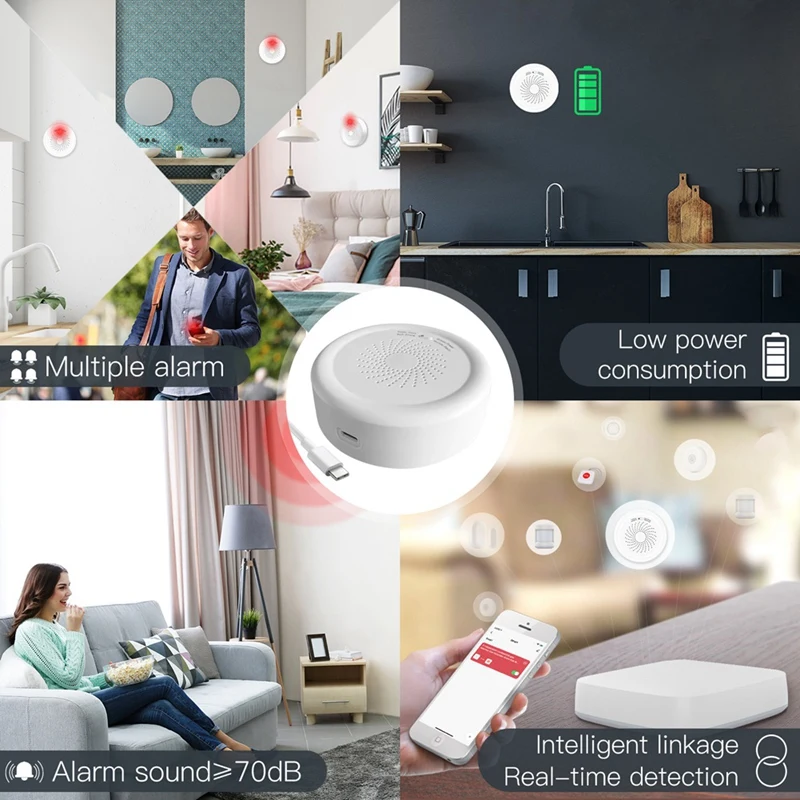 Smart Zigbee Gaslekdetector Brandbare Sensor Tuya Smart Home Smart Life Tuya App Afstandsbediening (EU-stekker)