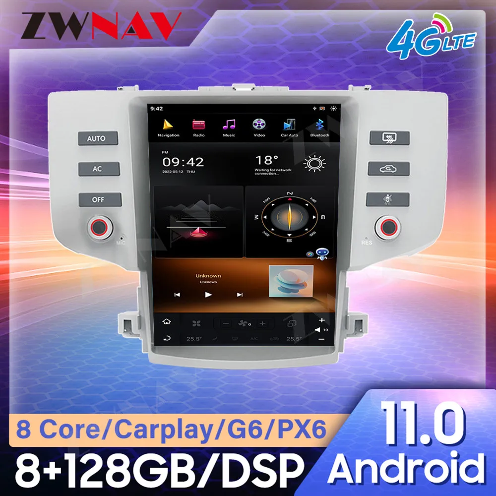 Tesla Style Android 11 PX6 Car GPS Navigation For Toyota Reiz 2005-2009 Stereo Head unit Multimedia Player Auto Radio Carplay