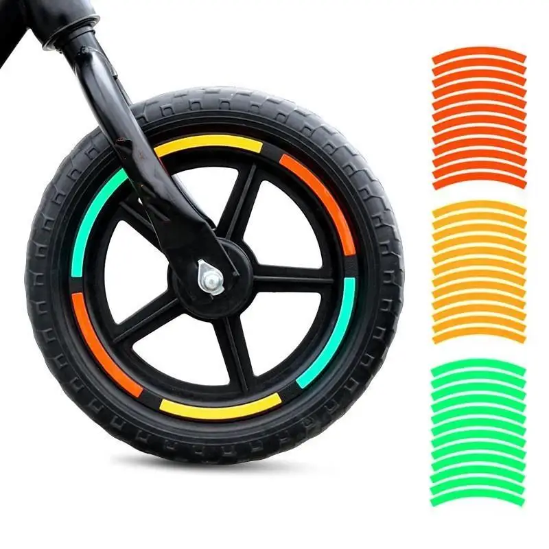 Bike Reflective Sticker 12Pcs Colored Waterproof Tire Stickers Universal Fit Safety Decals for Road Mountain Hybrid Bikes