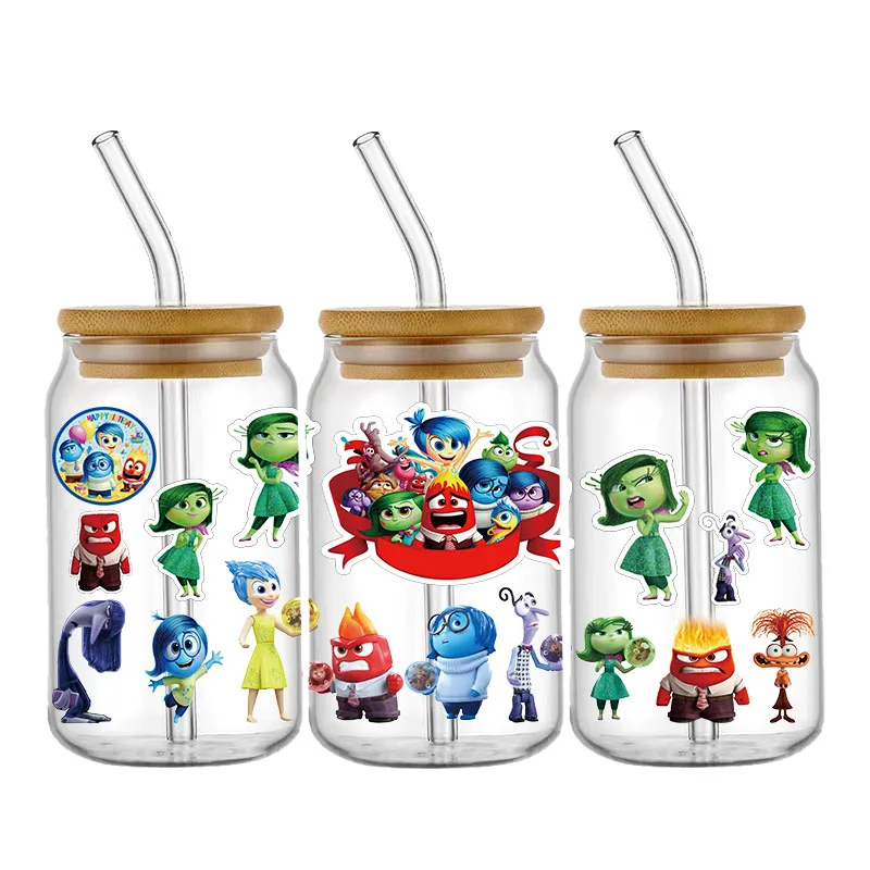 Personalize Disney Inside Out Transfer Stickers UV DTF Cup Wraps For 16OZ Beer Glass Can Bottle Selfadhesive Washable Decals