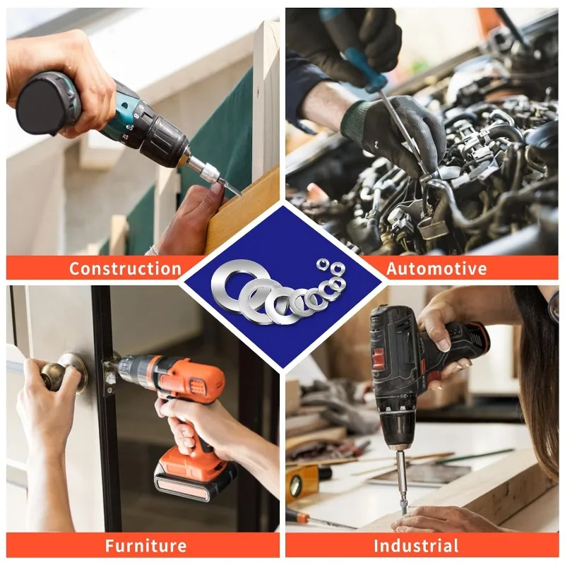 Плоские шайбы из нержавеющей стали для винтов, металлические сверхмощные прокладки, крепежные детали, уплотнительные кольца, прозрачные шайбы, ассортиментный комплект