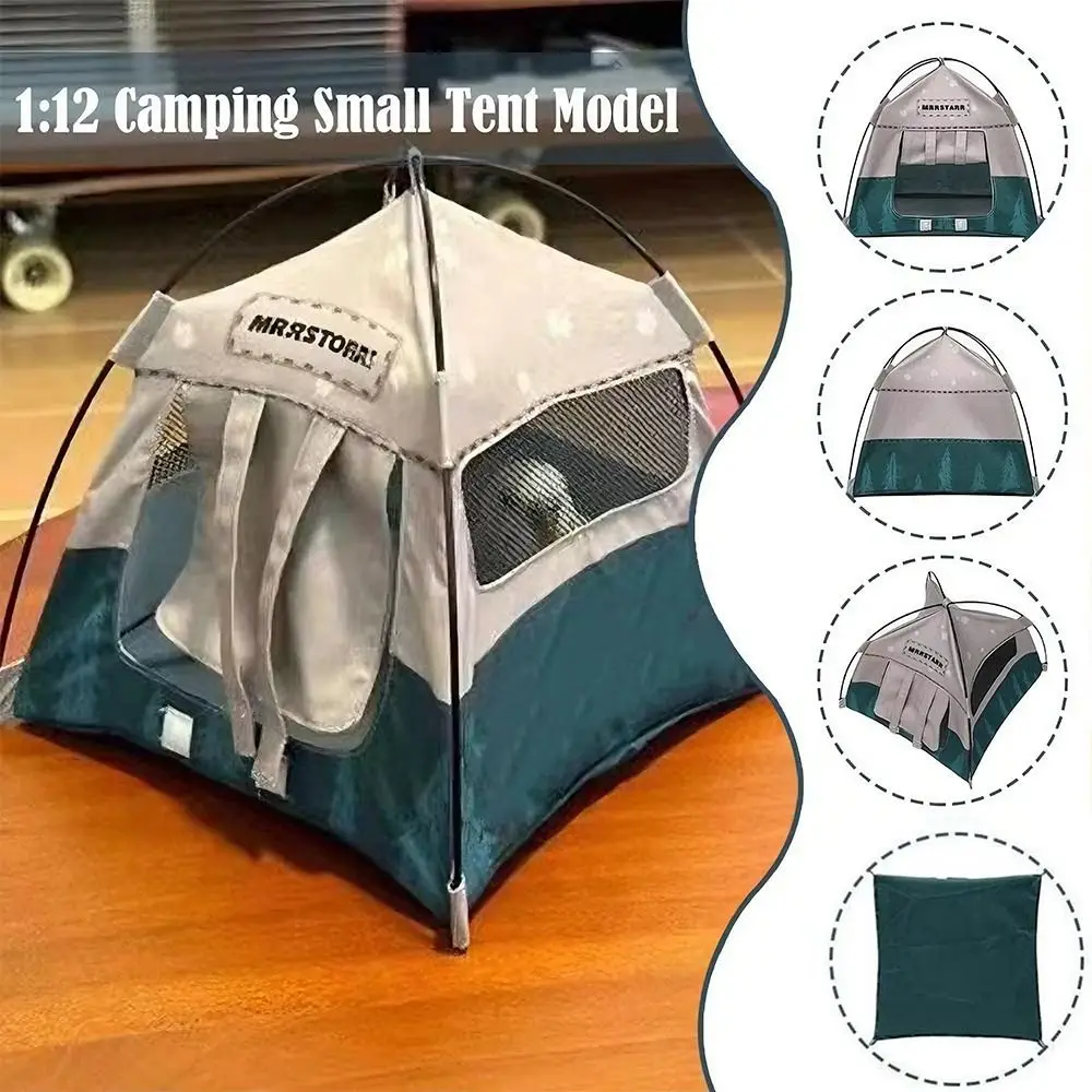 Speelgoedmodel 1:12 schaal campingtentmodel Oxford stoffen mini miniatuur popent gesimuleerd poppenhuis miniatuur poppenhuisornament