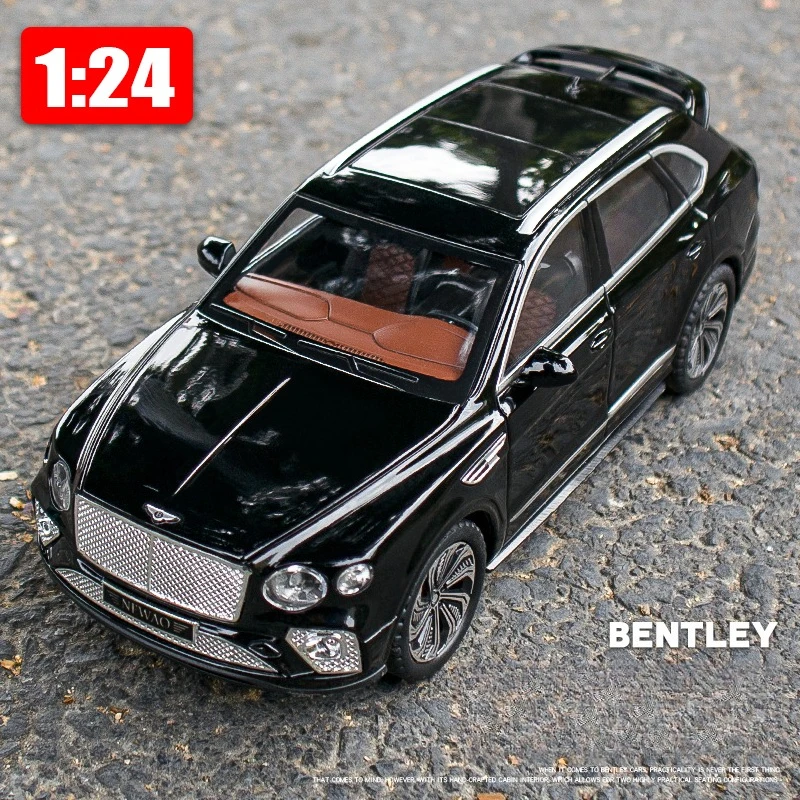 

1:24 Bentayga SUV Car Model Toy Alloy Diecast Metal Doors Opened Sound Light Pull Back Models Vehicle Toys for Boy Kids