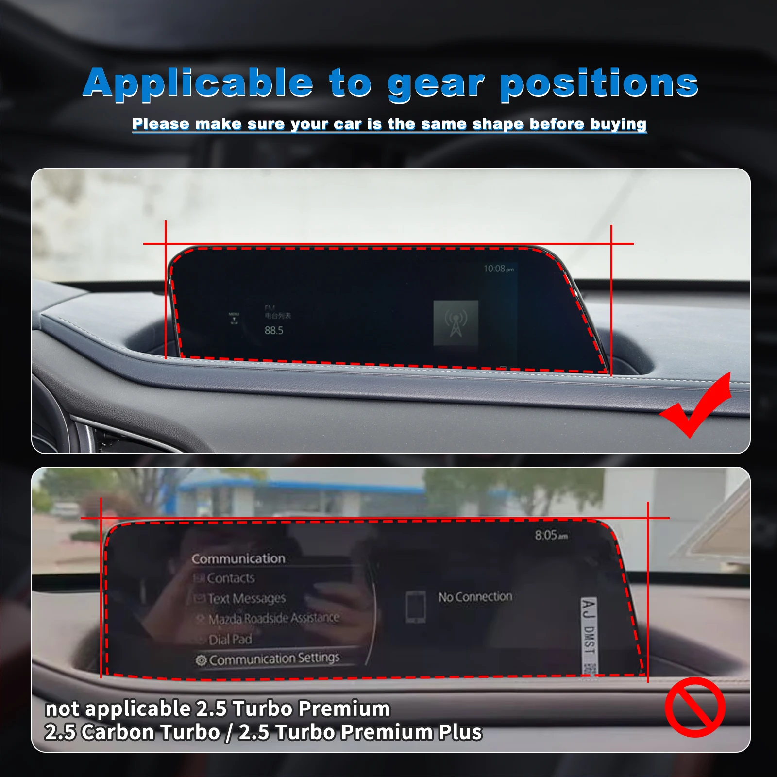 For Mazda 3 Axela 2019-2024 Car Interior Film Center Console Navigation Screen Gear Transparent TPU Protective Film Anti-scratch