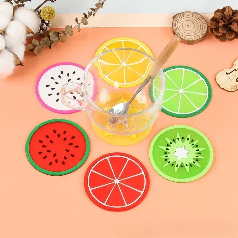 

Fruit Shape Cup Coaster Silicone Slip Insulation Pad Cup Mat Hot Drink Holder Mug Stand Home Table Decorations Kitchen Accessory