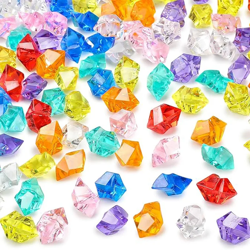 20pcs 18x25mm Acrylic Ice Rocks Rhinestone Diamond Ice Cubes Crystals Stones for Home Decorations Rainbow Multicolored DIY Toys