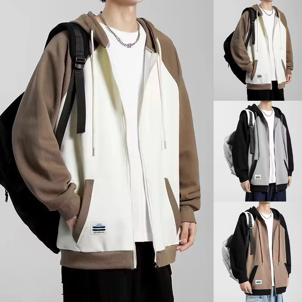 

Zipper Hooded Casual Coat for Men and Unisex Wear Long Sleeve Cardigan Sweatshirt Ideal for Multiple Seasons and Daily Use