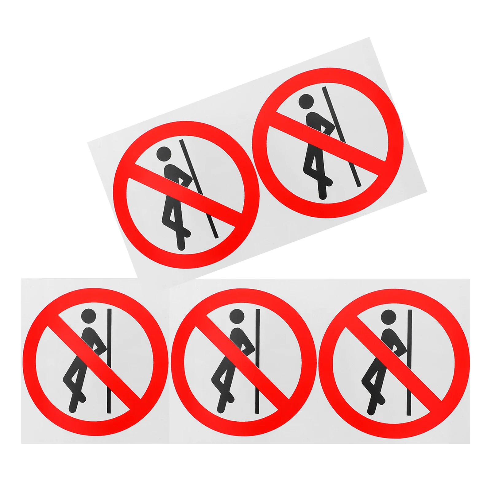 5PCS Safety Warning Stickers No Leaning Sign Decals Round Red PVC Self Adhesive Signs Workshop Traffic Easy Apply