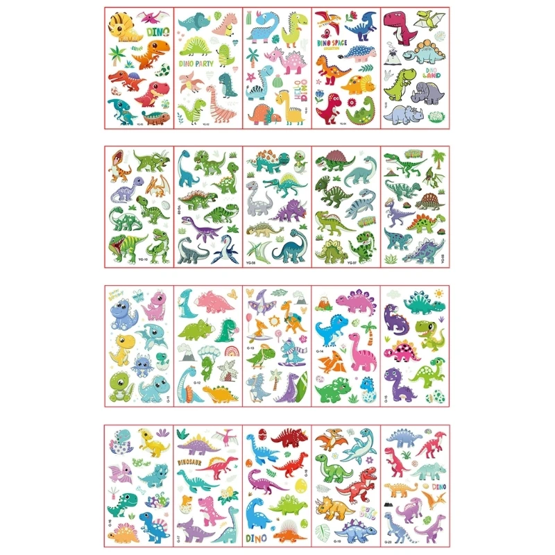 5pieces Children Cartoon Dinosaur Stickers Temporary Waterproof Tattooes