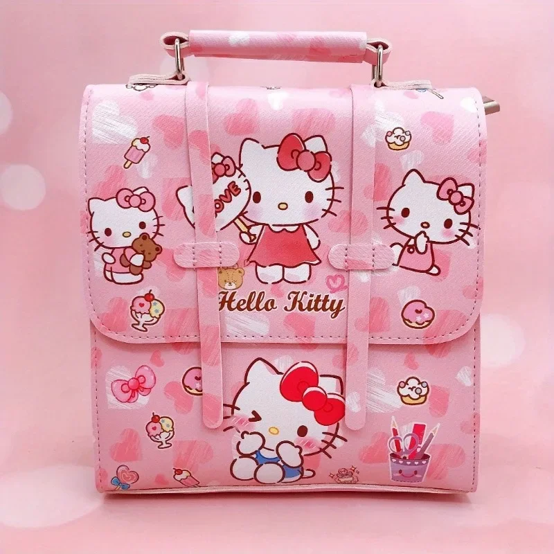 Sanrio Series Backpack Hello Kitty Kuromi Cute Kawaii Canvas Bag Fashionable Children KT Girl Hearts Retro Handheld Shoulder Bag