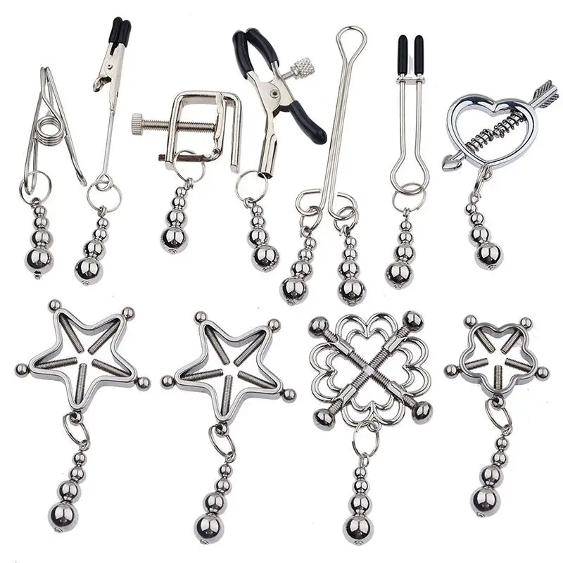 Nipple Clamps Metal Stimulator RolePlay 2 Pcs Adjustable Breast Spring Clamps Bondage Adult Games Couple Restraint Accessories