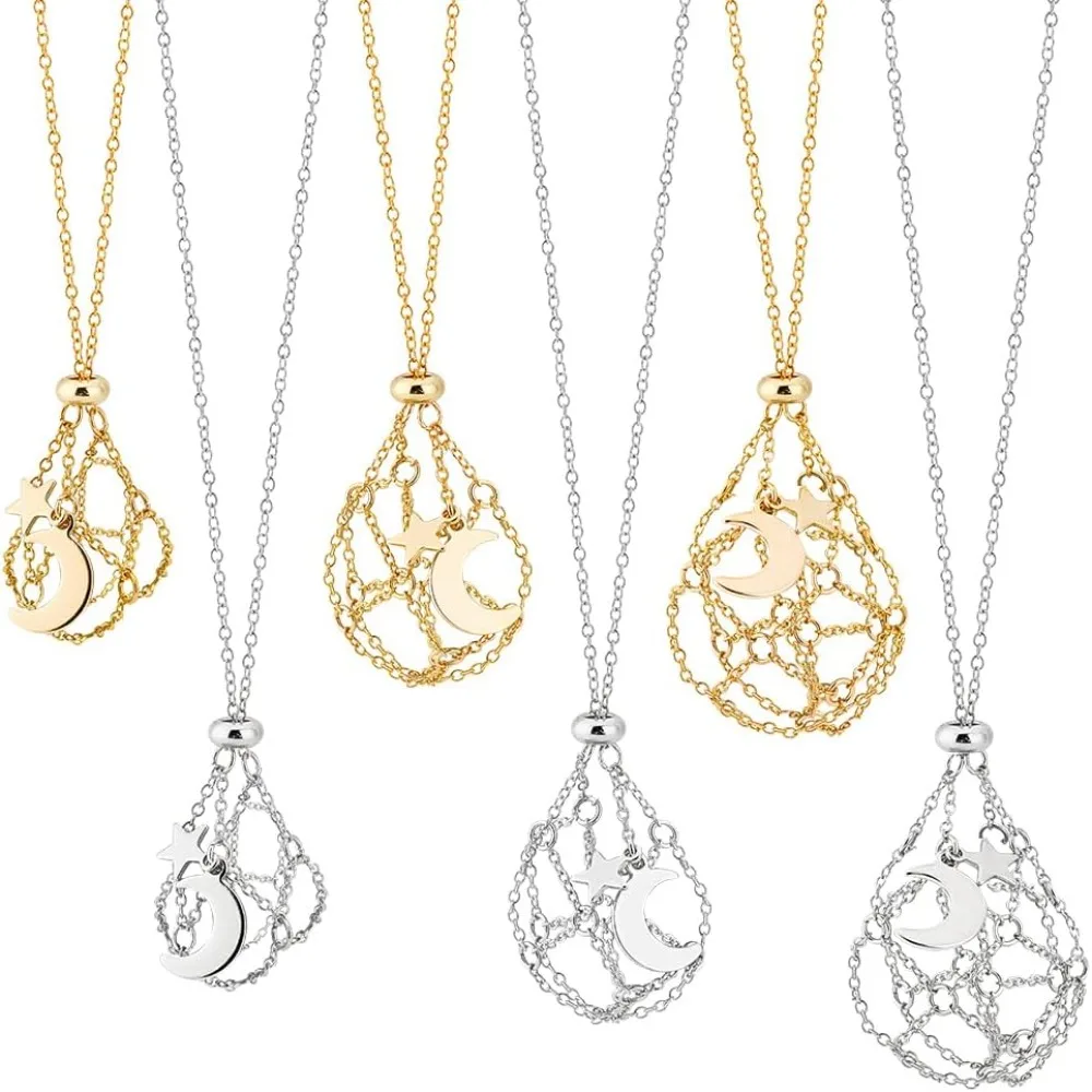 

6 шт., держатель для камня, пустой держатель для камня, клетка, подвесной держатель, клетка для драгоценных камней, сетчатая подвеска, сменные наборы ручной работы