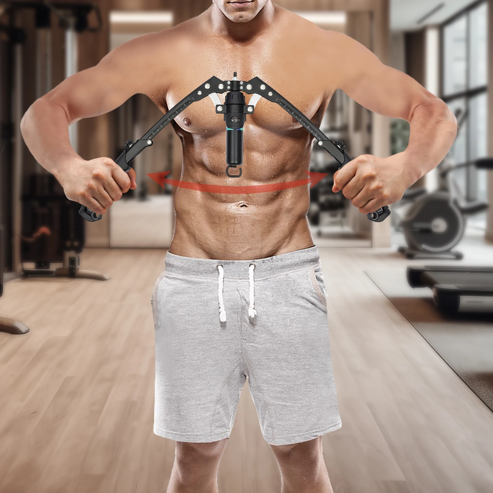 

Anti-Rebound Hydraulic Arm Workout Machine, Ergonomic Non-Slip Handle With 3 Wheels For Abdominal Chest And Back Exercise