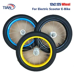 Hildren's Bicycle Tire Accessories Rim Assembly 12 Inch Steel Ring Front Wheel Rear Wheel Aluminum Ring Wheel Set 12x2.125 Tire
