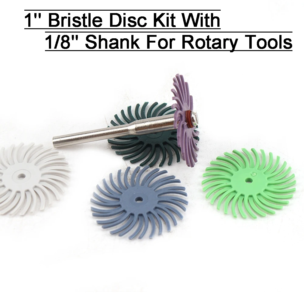 9Pcs 1Inch Radial Bristle Disc Kit Abrasive Brush 3/2.35mm Shank Detail Polishing Wheel for Dremel Rotary Tool Accessories