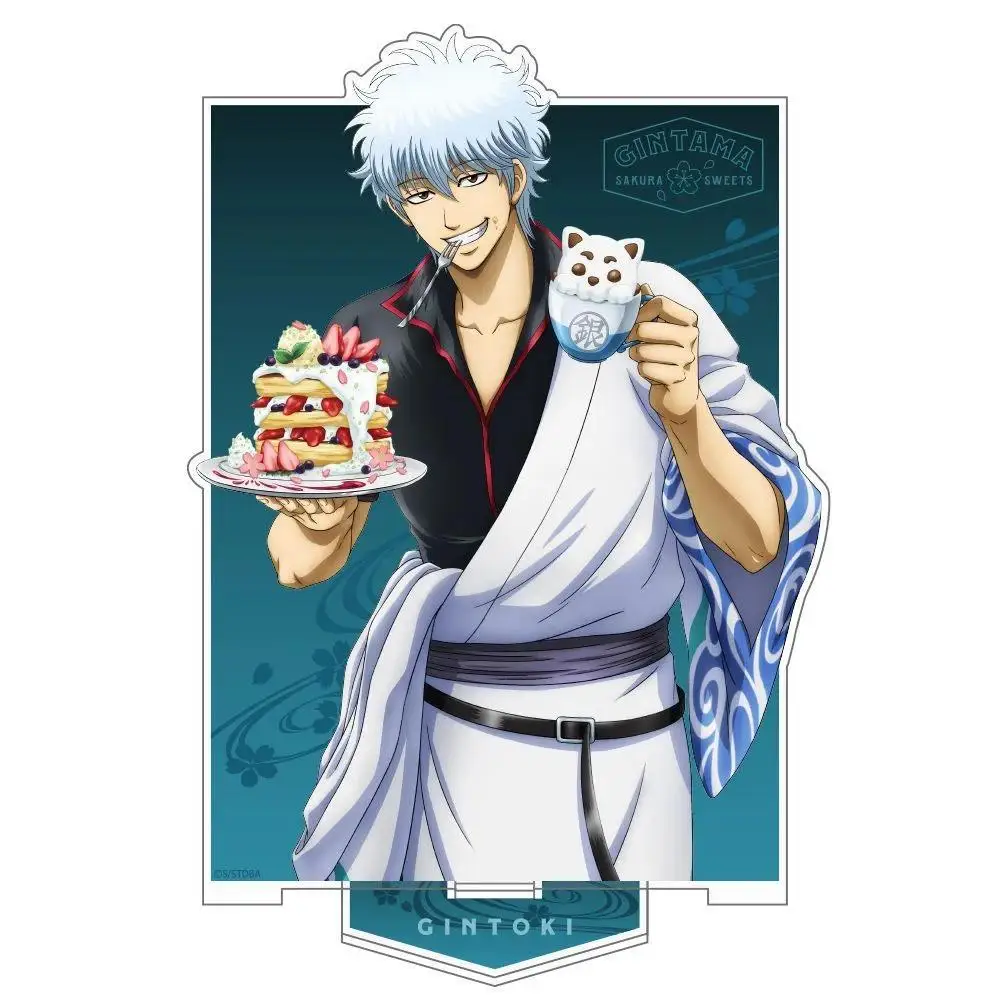 Japan Cospa Goods Gintama Acrylic Big Standing Sign Cherry Blossoms And Coffee Gintoki Peripheral