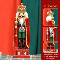 35CM Wooden Nutcracker Doll Soldier Calendar Christmas Ornament Handicraft Nutcracker Puppet Statue Xmas Home Office Decoration