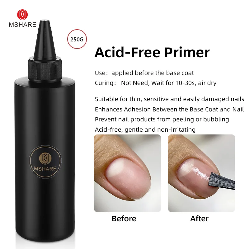 MSHARE ネイルプレップ デヒドレーター 酸フリー エアドライ 酸フリー プライマー リキッド アクリルネイル用 250ml