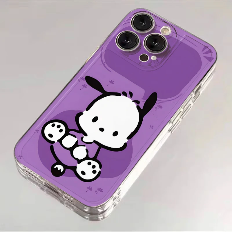 Funda para iPhone 7 8 17 Air XR 16e 12 Mini 16 15 14 Plus 13 12 11 Pro MAX funda de teléfono suave Sanrio lindo Pochacco
