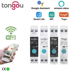 TUYA WIFI Smart Circuit Breaker Power Metering 1P 63A DIN Rail for Smart Home wireless Remote Control Smart Switch by APP TONGOU