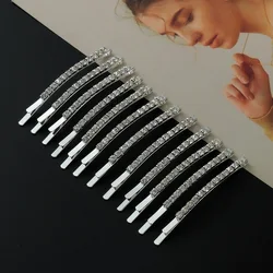 6Pcs Simple Girl Bar Hairpin Sliver Crystal Women Hair Accessories Baby and Lady Hair Headpiece For Daily Dressing