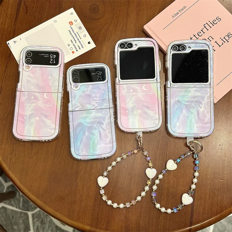 

Colorful Water Ripple Phone Case For Samsung Galaxy Z Flip 7 6 5 4 Protective Back Cover For ZFlip5 ZFlip6 ZFlip7 Case Shell