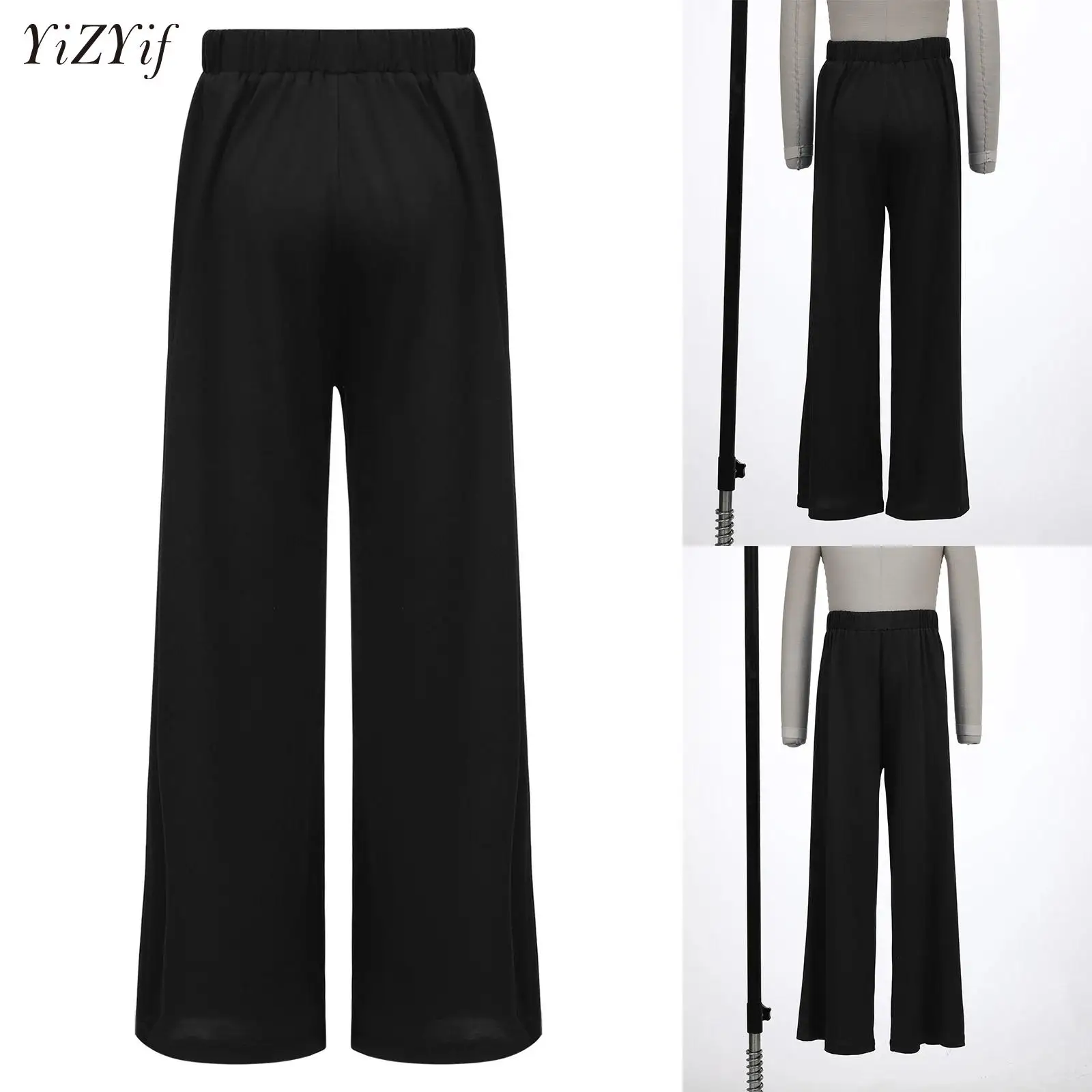 

Classical Modern Dance Pants Sequins Sheer Mesh Wide Leg Trousers for Big Girls Liturgical Praise Worship Performance Costume