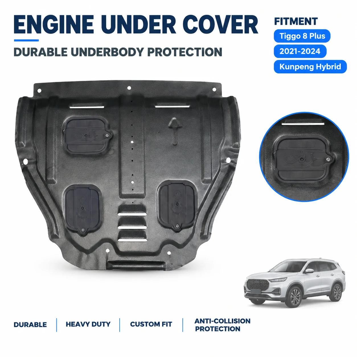 For Chery Tiggo 8 Plus 2021-2024 Kunpeng Hybrid Engine Skid Plate Heavy Duty Underbody Protection Custom Fit Secure Fitment