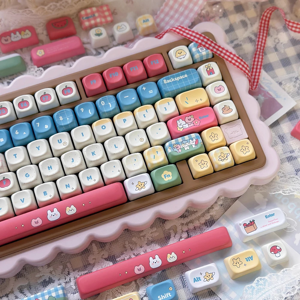 Apples Farm Cute Keyboard Customized Diy Keycaps Cherry Moa Pbt Sublimation Process