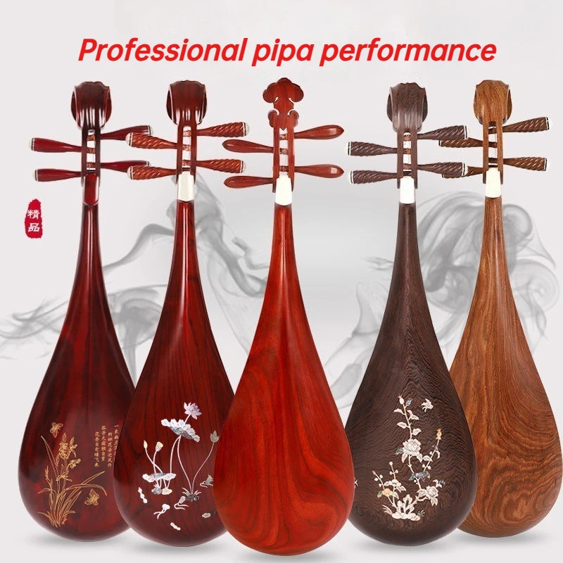 Adults Children Professional Pipa Handcrafted Rosewood Classical Musical Stringed Instruments Accompanied Accessories Lute
