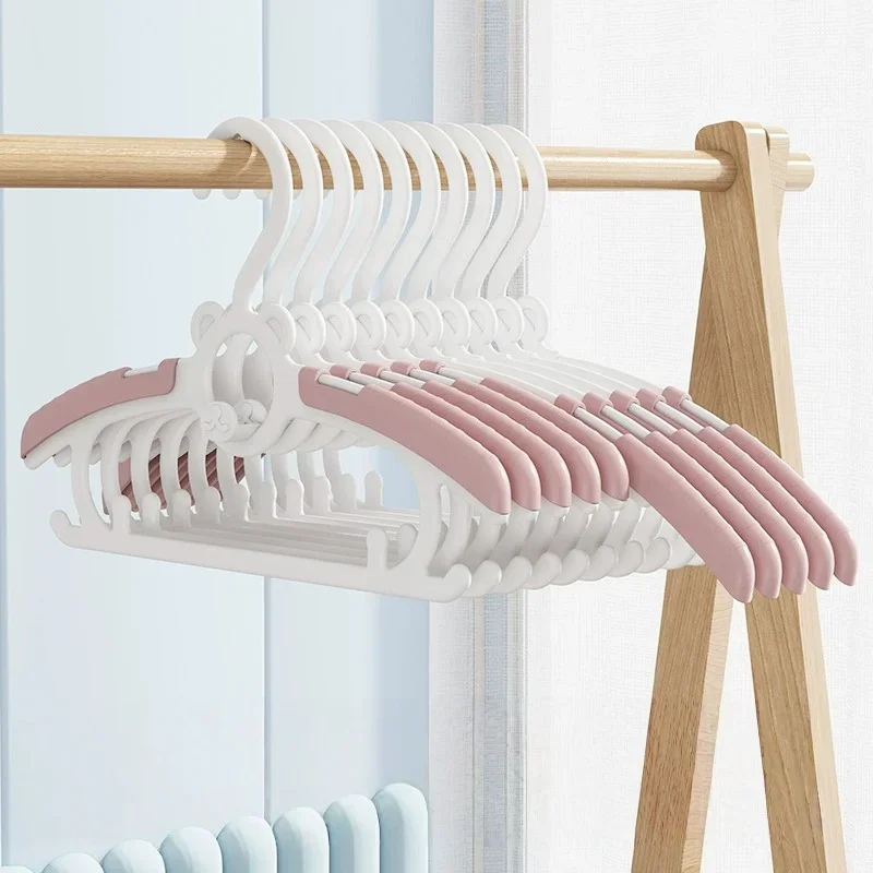 Kleiderbügel für den Schrank, rutschfeste Kleiderbügel, rosa-grauer verstellbarer Kleinkind-Kleiderbügel für Mädchen und Jungen, platzsparend