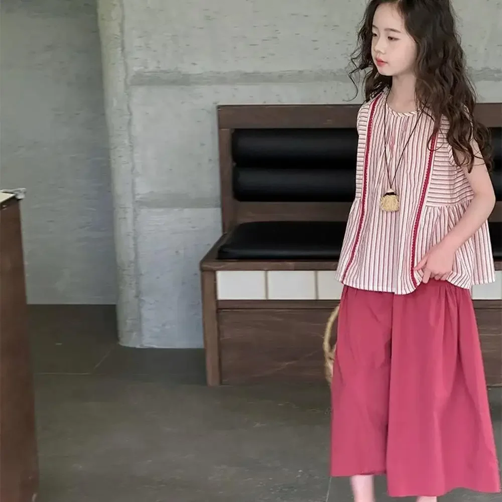 summer-2-piece-set-floral-top-skirt-birthday-ruffle-hem-sleeve-girls