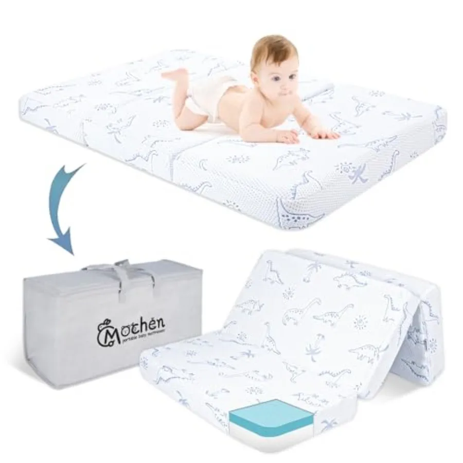 

Trifold Pack and Play Mattress 38"x26" Dual-Sided Memory Foam Pack n Play Mattresses Pad Portable Soft Thick Pack n Play Mattre
