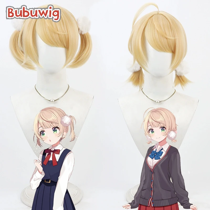 Bubuwig cabelo sintético shigure ui cosplay perucas com decoração de cabelo virtual youtuber shigure ui loira cos peruca resistente ao calor