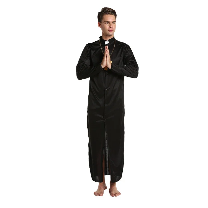 Adult Man Easter Purim Halloween Costume for Men Father Priest Bishop Costumes Christian Pastor Clergyman Cosplay OI8151