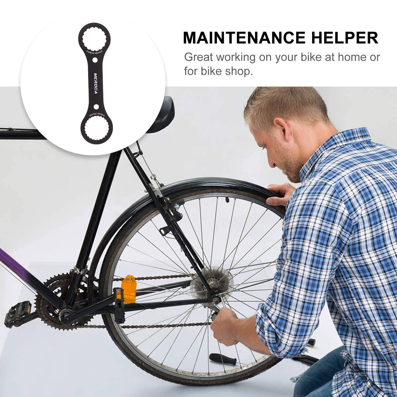 

Bicycle Bottom Bracket Wrench Durable Frosted Polished Edge Round No Burr Precise Size Bike Install Tool Repair Kit
