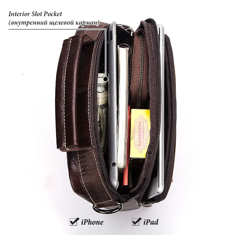 

HUMERPAUL Men's Shoulder Messenger Bag Genuine Leather Business Tablet Bags Portable Multifunctional Handbag Travelling