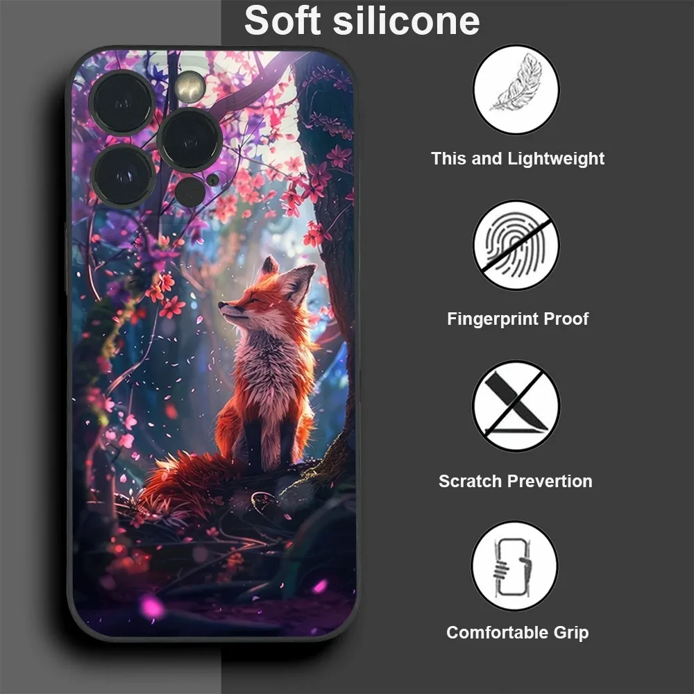 Cute Animal Fox Cool Clear Phone Case For iPhone 15 14 13 12 11 Pro Xs Max Mini XR X 7 8 Plus Black Frosted Soft Shell Funda