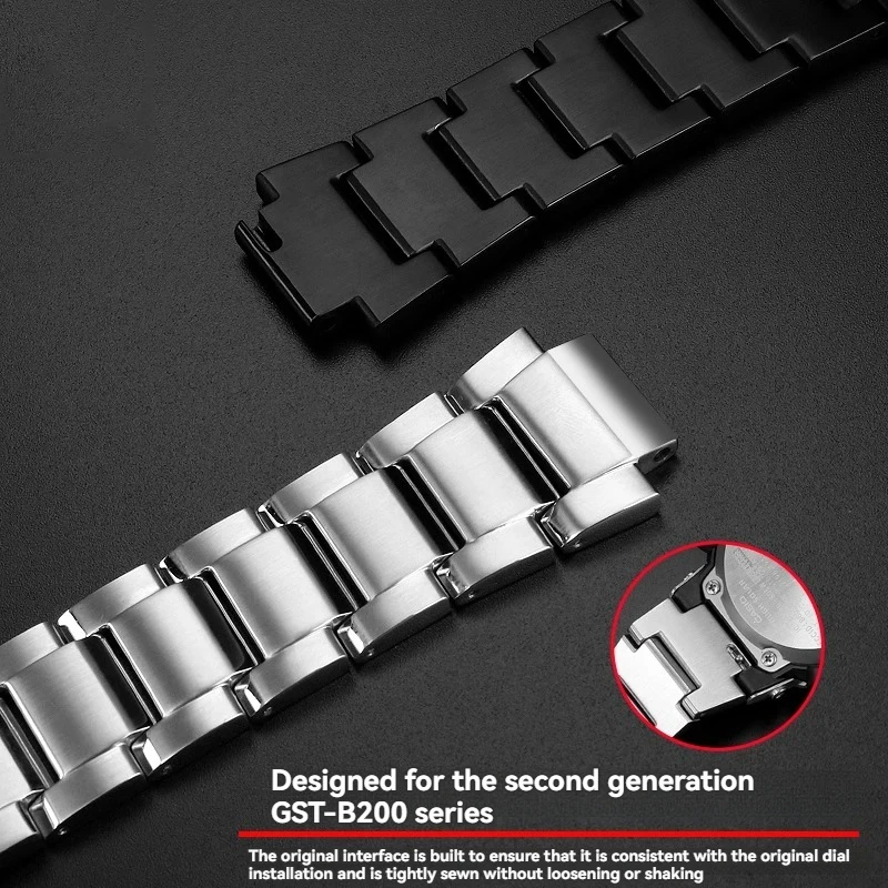 High Quality Soid Steel Wristband for Casio G-SHOCK Series GST-B200 GST B200 Bracelet Stainless Steel Watch Chain Strap 16mm